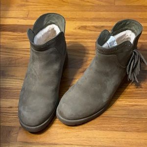 Grey suede ugg ankle boot